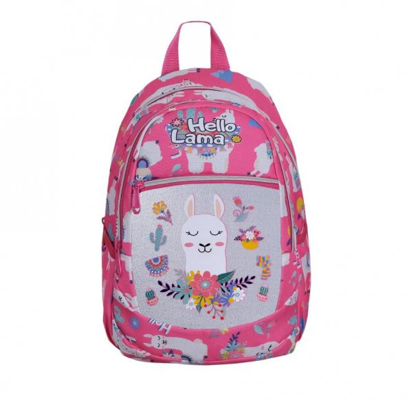Anaokulu Pembe Hello Lama Çanta + Suluk - Anaokulu Çantası - Kız Kreş Çantası - Kız Çantası - 2
