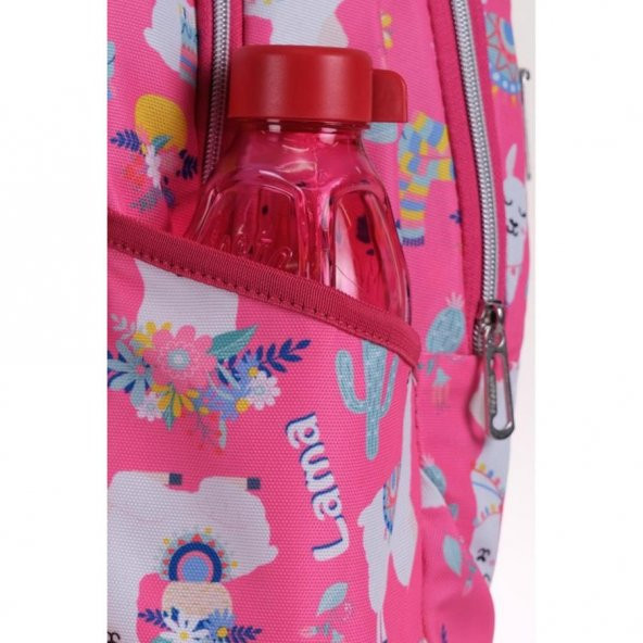 Anaokulu Pembe Hello Lama Çanta + Suluk - Anaokulu Çantası - Kız Kreş Çantası - Kız Çantası - 5