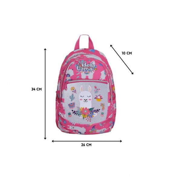 Anaokulu Pembe Hello Lama Çanta + Suluk - Anaokulu Çantası - Kız Kreş Çantası - Kız Çantası - 6