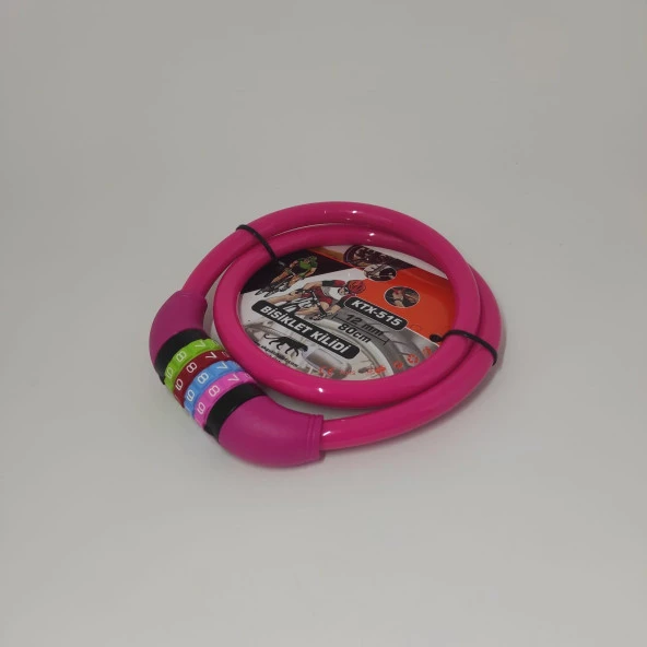 Rengarenk Şifreli Motor ve  Bisiklet Teker Kilidi Pembe 12mm-80 cm Şifreli Kilit Su Geçirmez ve Paslanmaz - Resim 3