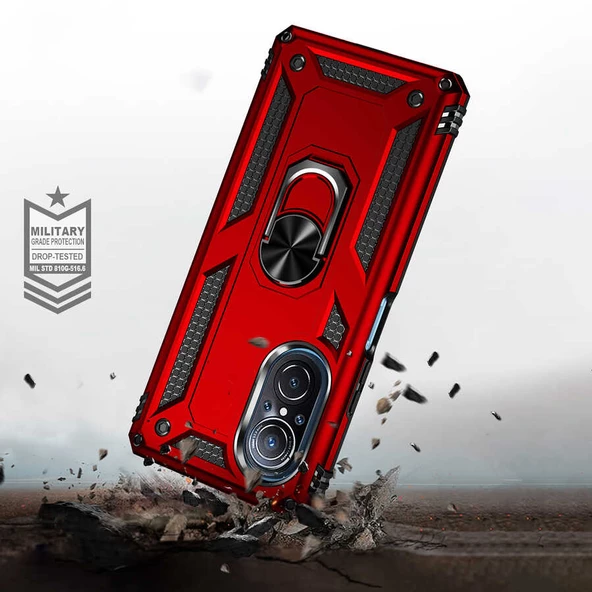 Gpack Huawei Nova 9 SE Kılıf Vega Sert Silikon Tank Standlı Yüzüklü MıknatıslıNano - 3