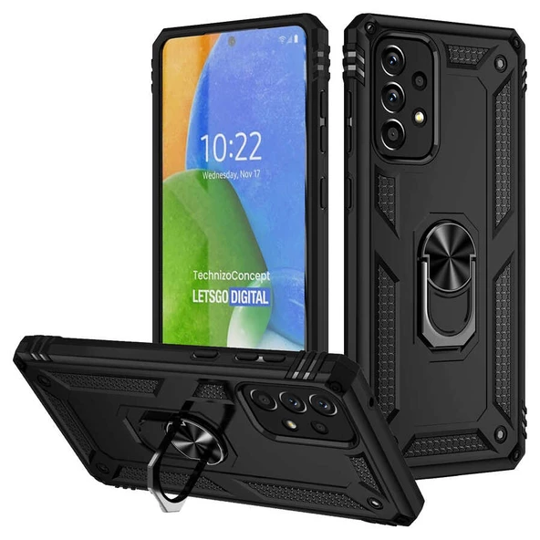 Gpack Samsung Galaxy A73 Kılıf Vega Sert Silikon Tank Standlı Yüzüklü Mıknatıslı