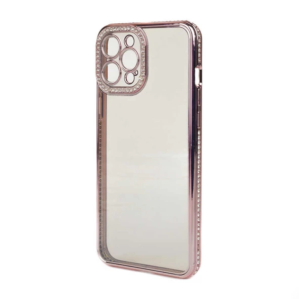 Gpack Apple iPhone 12 Pro Max Kılıf Kamera Korumalı Taşlı Mina Silikon - 3