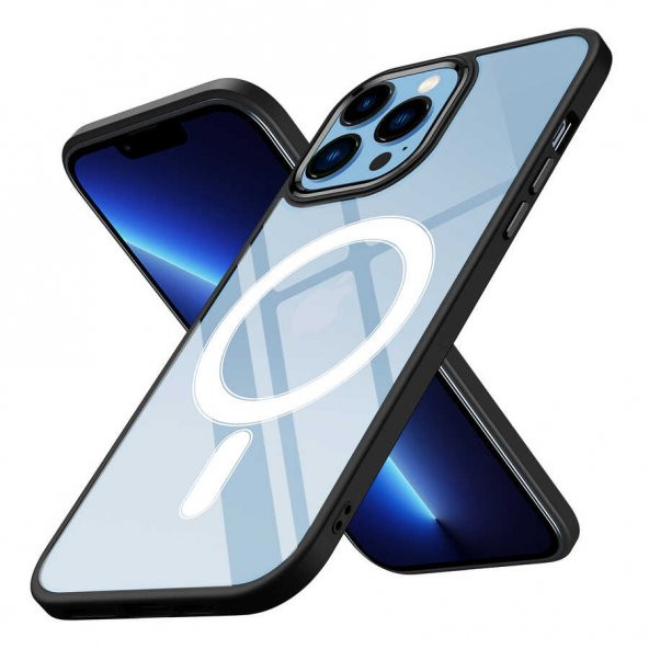 Gpack Apple iPhone 12 Pro Max Kılıf Wireless Şarj Özellikli Buttom Magsafe Silikon Kapak