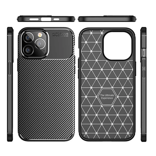 Gpack Apple iPhone 14 Pro Max Kılıf Negro Karbon Kamera Korumalı Silikon Lüx - 2