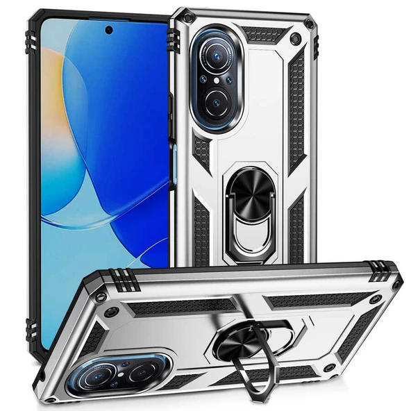 Gpack Huawei Nova 9 SE Kılıf Vega Sert Silikon Tank Standlı Yüzüklü Mıknatıslı - 9