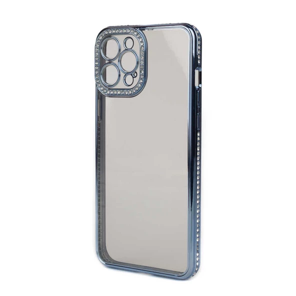 Gpack Apple iPhone 12 Pro Max Kılıf Kamera Korumalı Taşlı Mina Silikon - 6