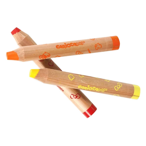 Carioca Süper Yıkanabilir 3 ü 1 Arada Ahşap Gövdeli Boya Kalemi 6 lı 1 Yaş ve Üzeri İçin Boya Kalemi - 3
