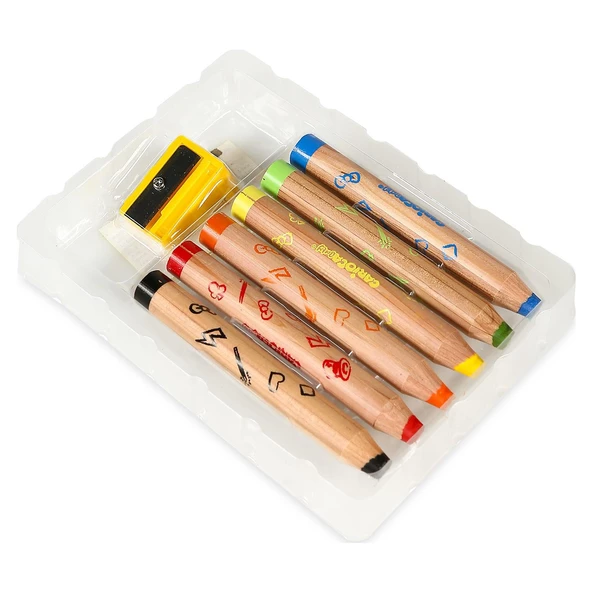 Carioca Süper Yıkanabilir 3 ü 1 Arada Ahşap Gövdeli Boya Kalemi 6 lı 1 Yaş ve Üzeri İçin Boya Kalemi - 2