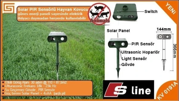 S-LINE KV-0191A SOLAR PIR SENSÖRLÜ HAYVAN KOVUCU