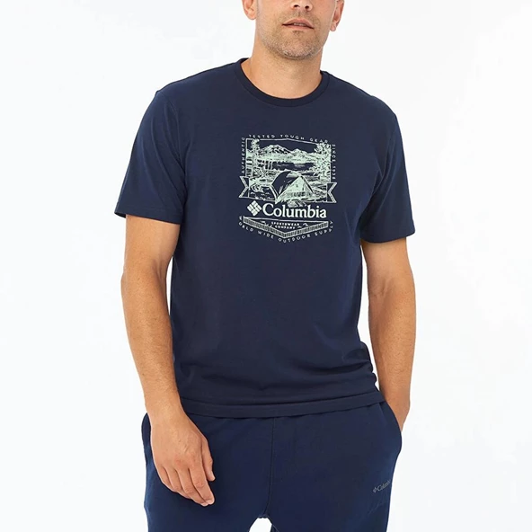 Columbia CSC M Lakeside Badge Erkek Kısa Kollu Lacivert T-Shirt CS0232-466