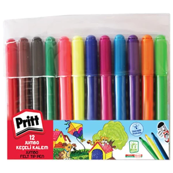 Pritt Keçeli Boya Kalemi Jumbo Yuvarlak Uç 12 Renk 1687975
