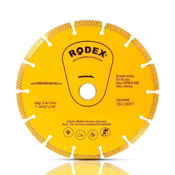 Rodex 115 Elmas Kesme Kesici Diski Tuğla Granit Mermer Taş - 3