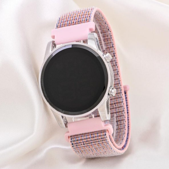 Pembe Renk Çelik Dijital Cırtlı Kanvas Kordon Led Kadın Kol Saati ST-304177 - 4