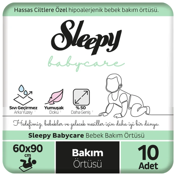 Sleepy Babycare Bebek Bakım Örtüsü 60x90 cm 10 Adet ürün görseli 1