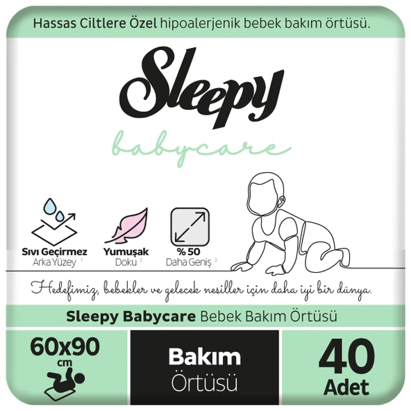 Sleepy Babycare Bebek Bakım Örtüsü 60x90 cm 4x10 40 Adet ürün görseli 1