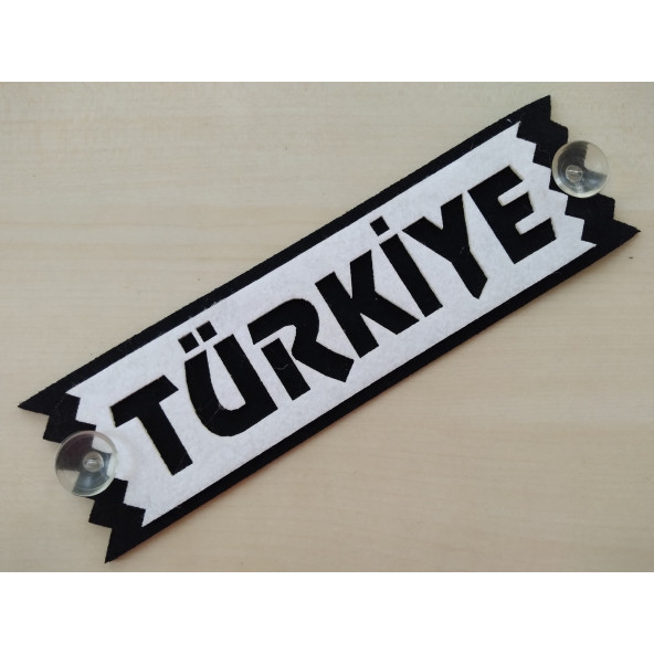 DEKOR PLAKA - TÜRKİYE YAZISI BEYAZ (27x8cm) vantuzlu Keçe Süs (Dekor Levha)