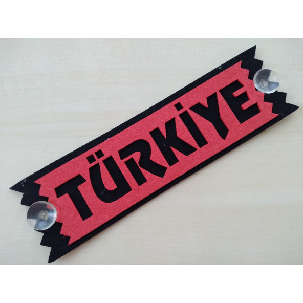 DEKOR PLAKA - TÜRKİYE YAZISI KIRMIZI (27x8cm) vantuzlu Keçe Süs (Dekor Levha) ürün görseli