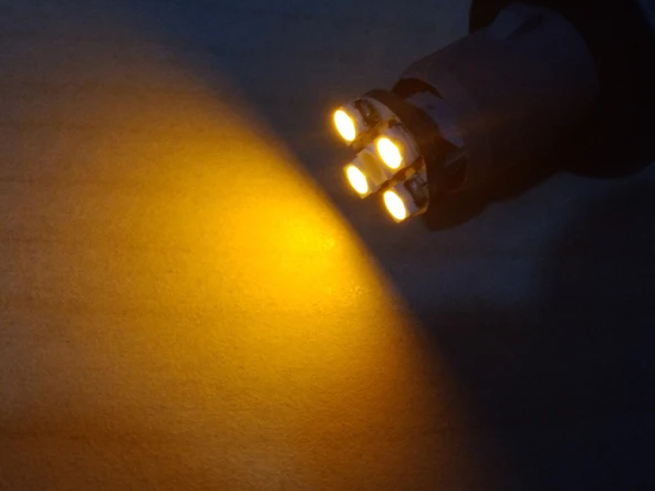 T10 DİPSİZ LED AMPUL (4 ÇİPLİ) TURUNCU 12V (2ADET FİYATI) T10 GÖSTERGE, PARK, SİNYAL, PLAKA AMPULU