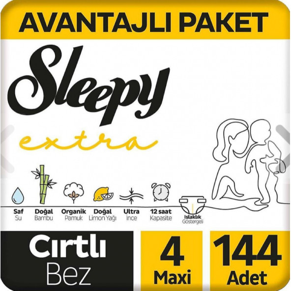 Sleepy Extra Günlük Aktivite Ekonomik Paket Bebek Bezi 4 Numara Maxi 48x3 144 Adet