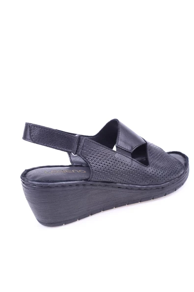 Lobeno 009 Deri Dolgu Topuk Günlük Anatomik Kadın Sandalet - Resim 4