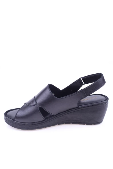 Lobeno 009 Deri Dolgu Topuk Günlük Anatomik Kadın Sandalet - Resim 3