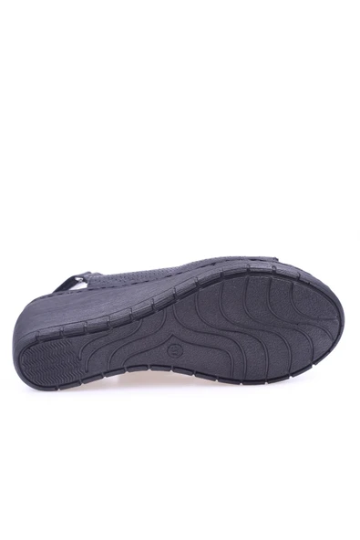 Lobeno 009 Deri Dolgu Topuk Günlük Anatomik Kadın Sandalet - Resim 5