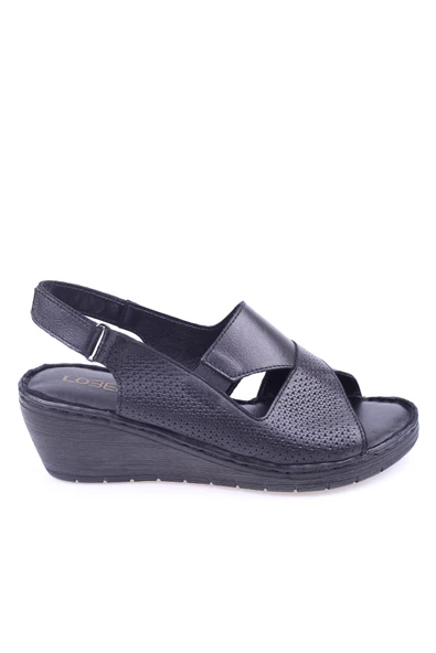 Lobeno 009 Deri Dolgu Topuk Günlük Anatomik Kadın Sandalet - Resim 2