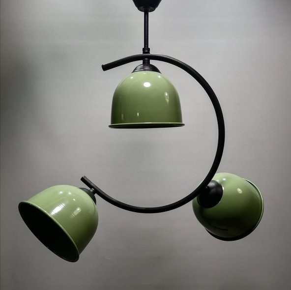 MYLİGHTS  HAKİ YEŞİL ÜÇLÜ SARKIT AVİZE - Resim 2