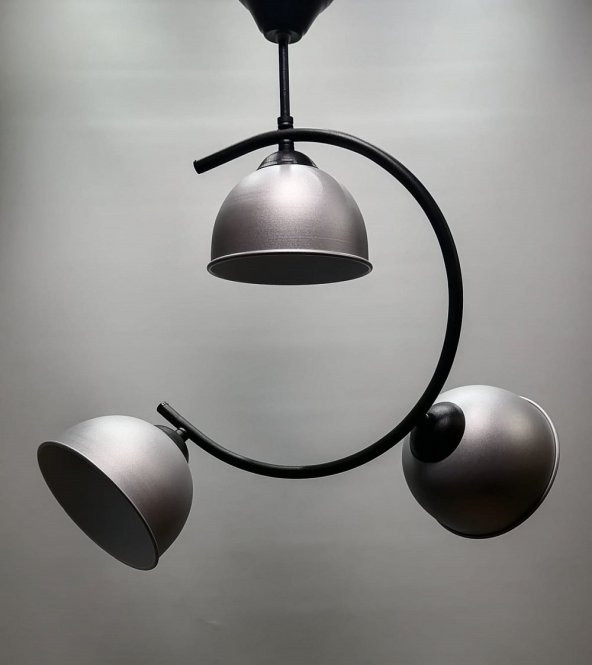 MYLİGHTS RUSTİK  ÜÇLÜ GRİ BAŞLIKLI AVİZE - Resim 2