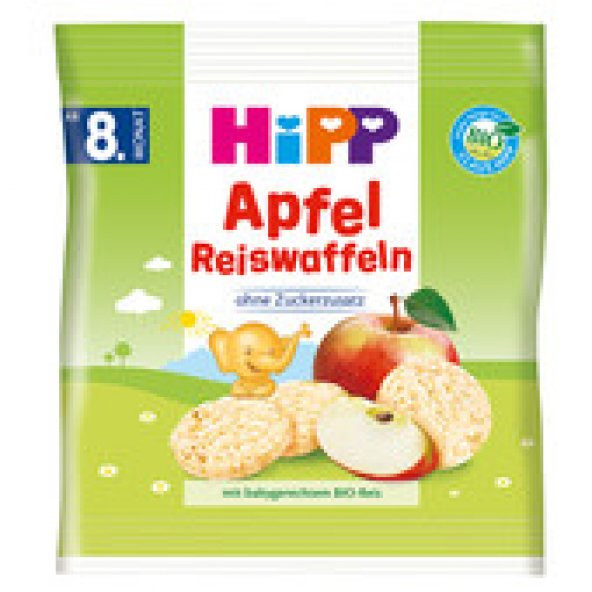Hipp hipp Organik Elmalı Pirinçli Bebek Gofreti 30 Gr. +8 Ay