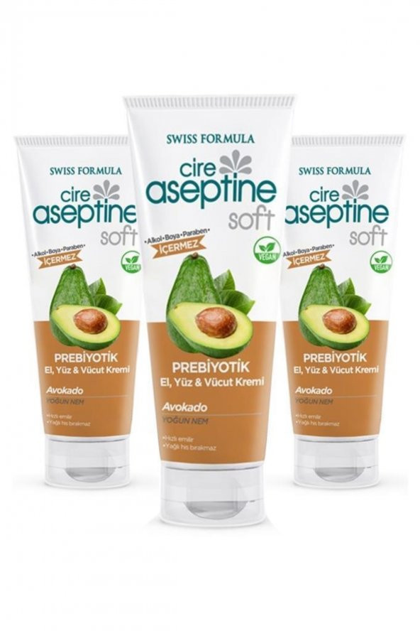 CIRE ASEPTINE Soft Prebiyotik El Yüz Vücut Kremi Avokado 75 ml X3