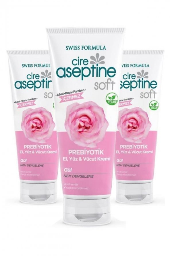 CIRE ASEPTINE Soft Prebiyotik El Yüz Vücut Kremi Gül 75 ml X3