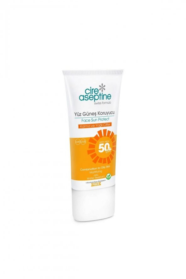 CIRE ASEPTINE Yüz Güneş Koruyucu Spf 50+ Karma Ve Yağlı Cilt 50 Ml