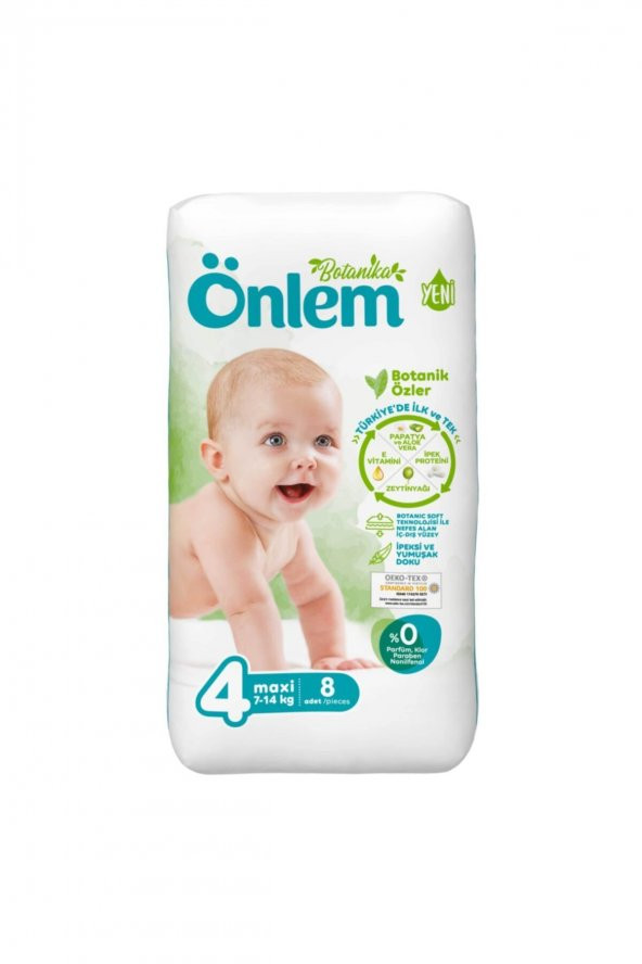 ÖNLEM Botanika Bebek Bezi Deneme Paketi NO:4  Maxi 8 Adet (7-14 Kg) NO 4