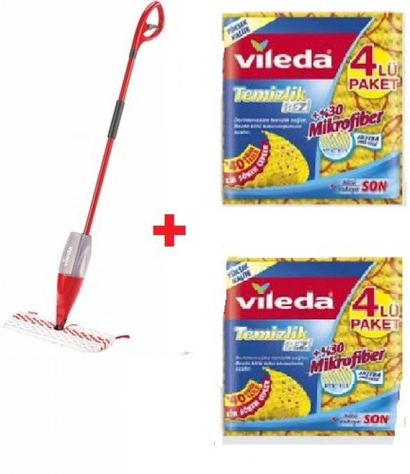 Vileda VİLEDA 1-2 SPRAY MAX SİSTEM + VİLEDA 2x4 LÜ TEMİZLİK BEZİ HEDİYELİ