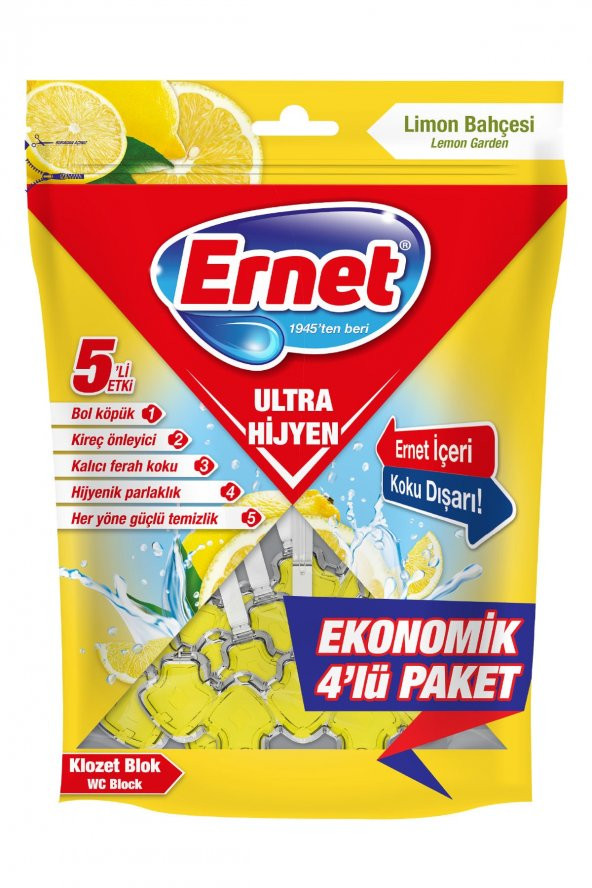 Ernet Ultra Hijyen Klozet Blok Limon Bahçesi 4x50 G