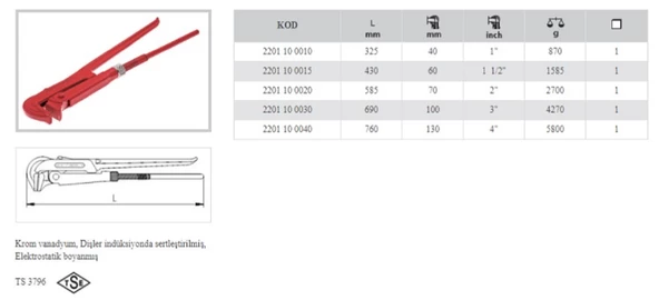 İZELTAŞ 2" MAŞALI BORU ANAHTARI 2201 10 0020 ürün görseli 1