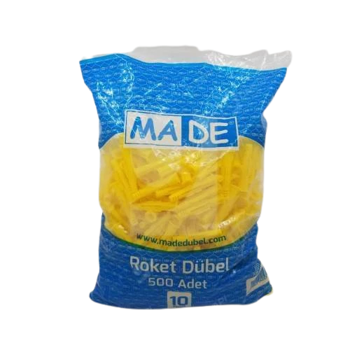 10 MM 500LÜ PAKET SARI ROKET DÜBEL MADE KOD: 059