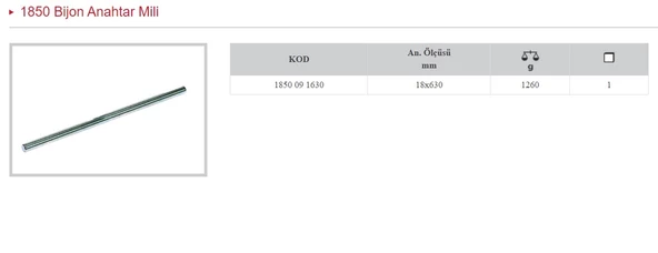 İZELTAŞ BİJON ANAHTAR MİLİ 18X630MM 1850 09 1630