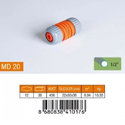 1/2" LÜX HORTUM EKİ PLASTİK MD20