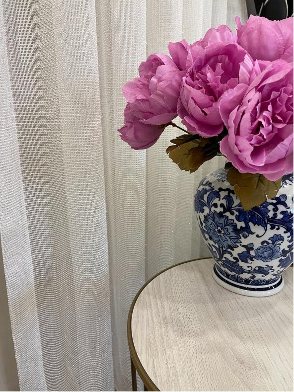 Anisa Model Modern Sakallı İpli 1/2,5 Pile Tül Perde  Ekru 450 x 250