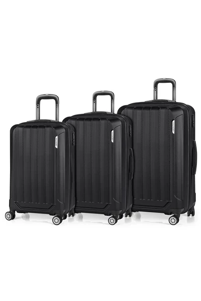 Spring Model Siyah Renk 3'lü Valiz Seti Kabin - Orta - Büyük - 6