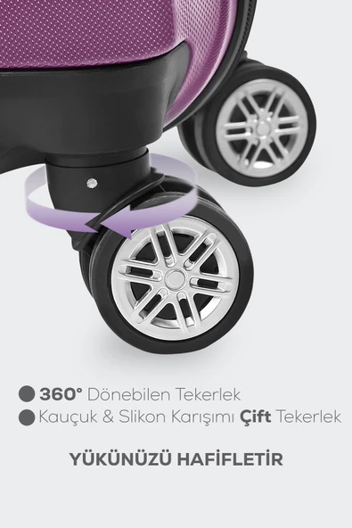 Polo&Sky Spring Model Mor Renk Büyük Boy Valiz Bavul - Resim 5