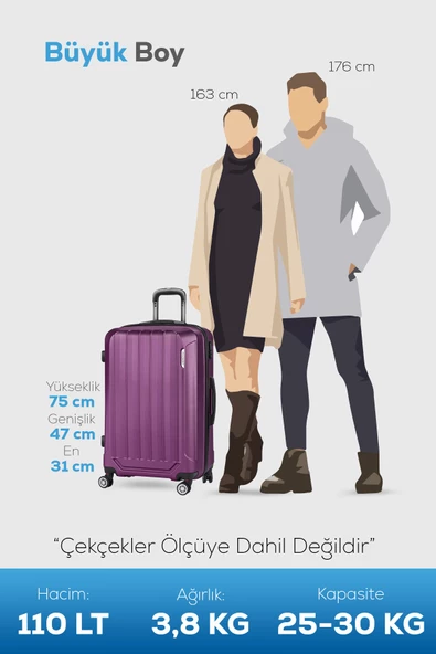 Polo&Sky Spring Model Mor Renk Büyük Boy Valiz Bavul - Resim 6