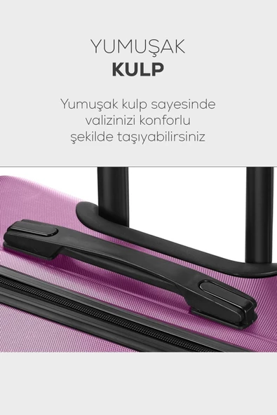 Spring Model Mor Renk 3'lü Valiz Seti - Kabin - Orta - Büyük - 3