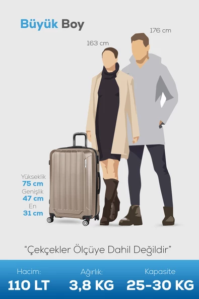 Spring Model Gold Renk Büyük Boy Valiz Bavul - 6