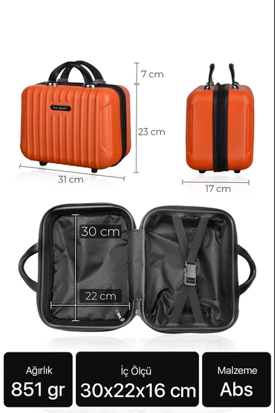 Polo Sky Class Unisex Turuncu Makyaj Çantası El Valizi - 6