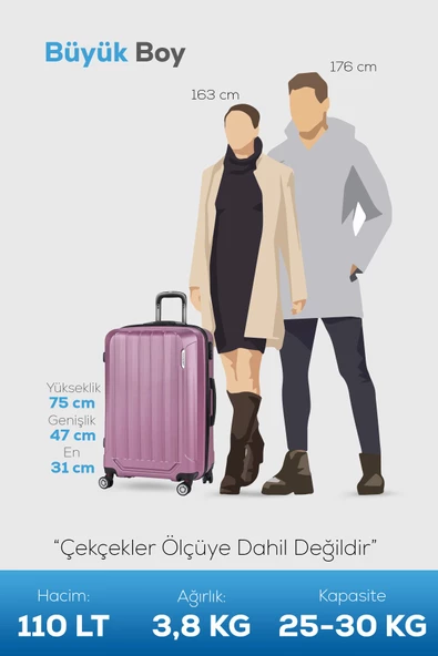 Polo&Sky Spring Model Gül Kurusu Renk Büyük Boy Valiz Bavul - 5