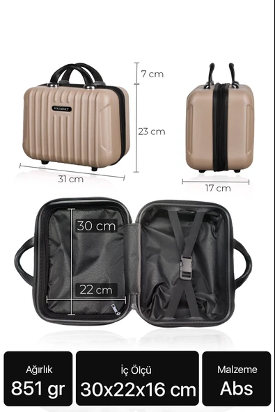 Polo&Sky Class Model Gold Renk Abs Makyaj Çantası El Valizi - 6